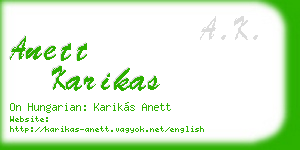 anett karikas business card